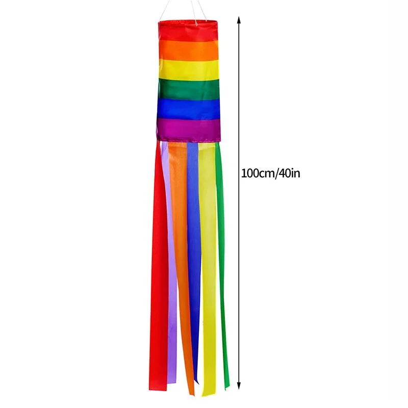 Custom Design Rainbow 24" Windsock Silk Screen Printing Gay Pride Windsock