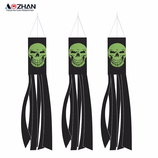 Suministros para fiestas de Halloween decoraciones al aire libre LED fantasma Windsock decoración colgante Hallowmas viento calcetín patio árbol luminoso fantasma bandera